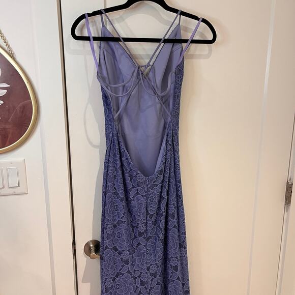 La Femme Lavender Sequin Side Slit Open Back Gown Size 8 - Picture 2 of 12